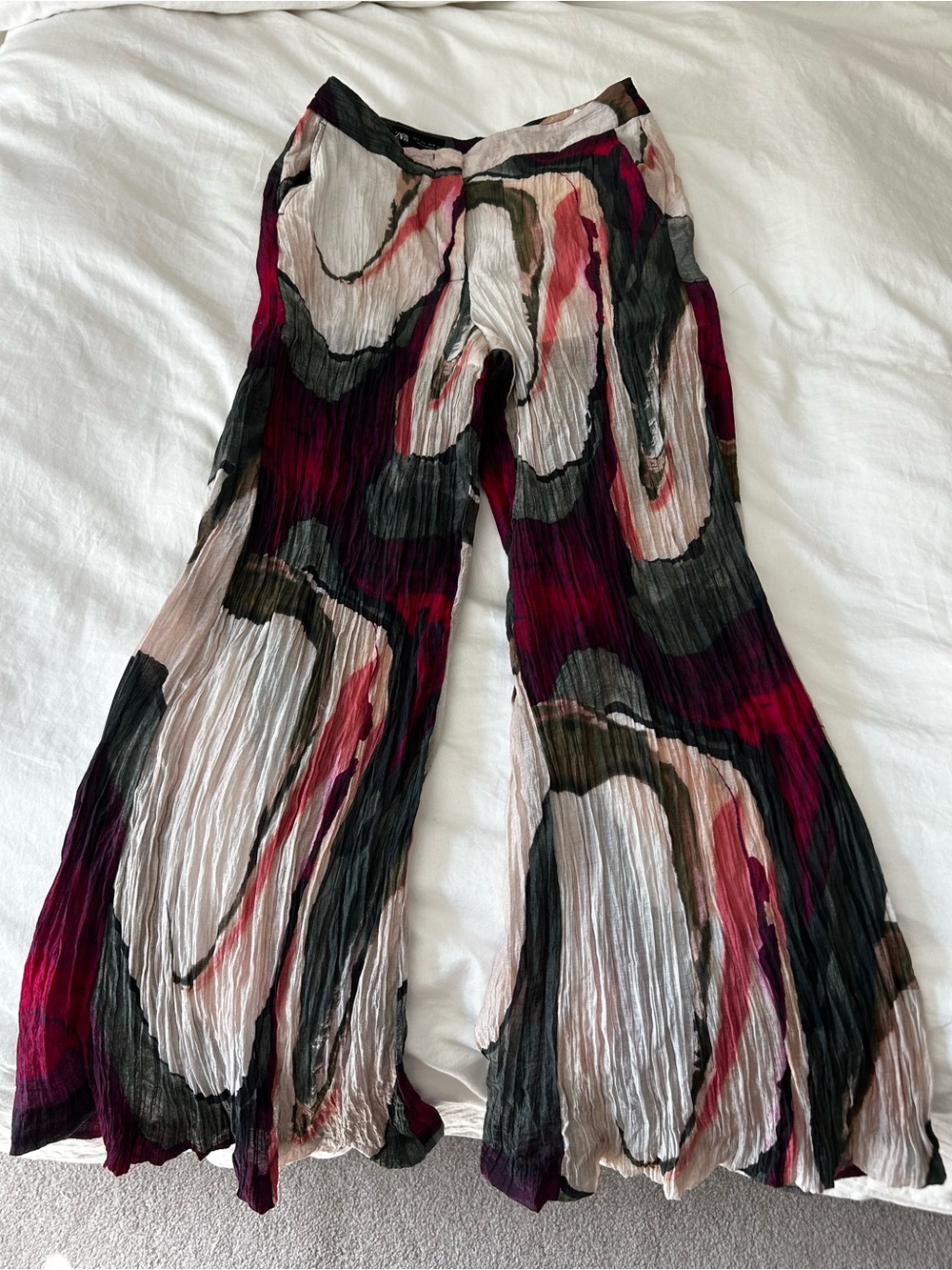 Zara Printed  Wide-Leg Abstract light summer pants